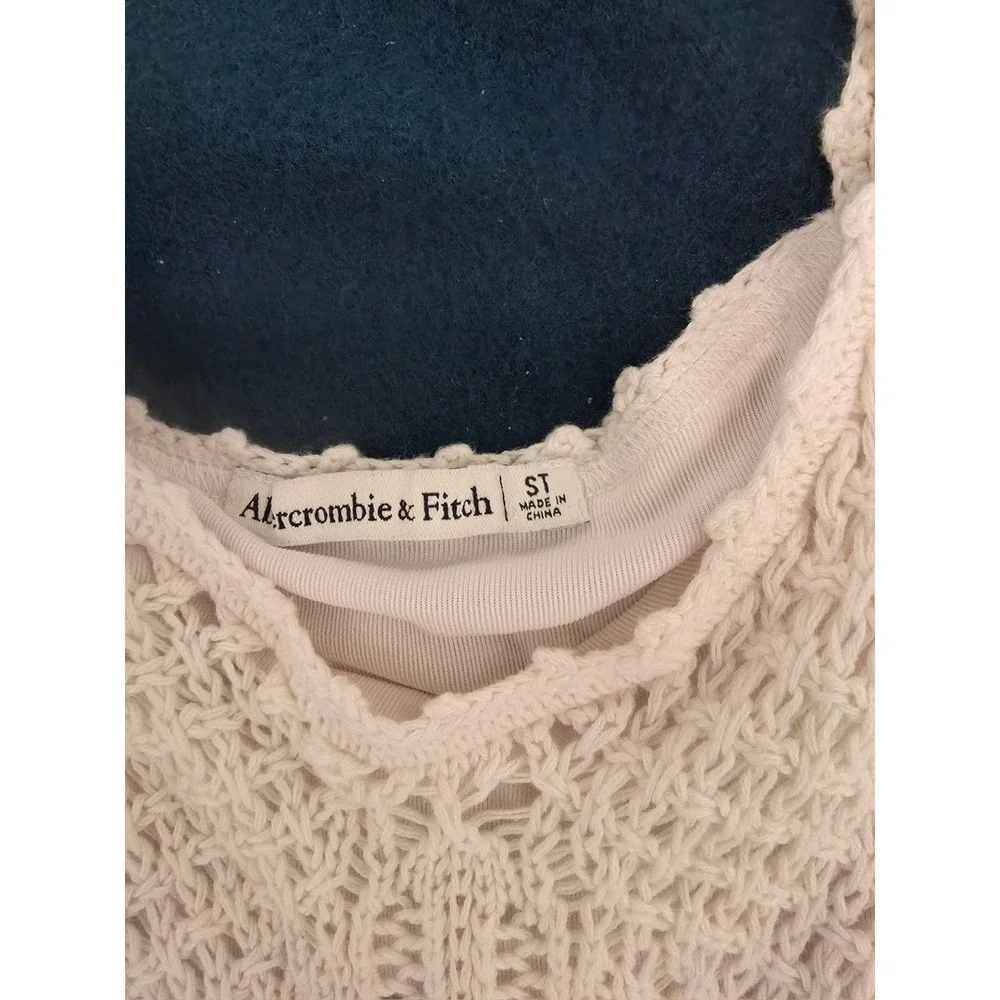 Abercrombie & Fitch Cream Crochet Maxi Dress Boho Sleeveless Knit Small Tall